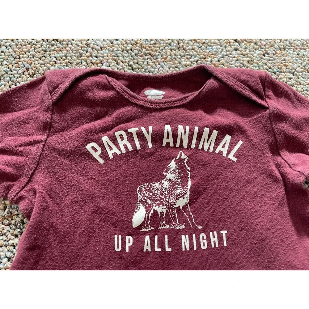 Old Navy Boys Party Animal Up All Night Bodysuit 6-12M